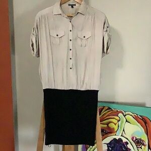 Two-Tone Button-Up Dress